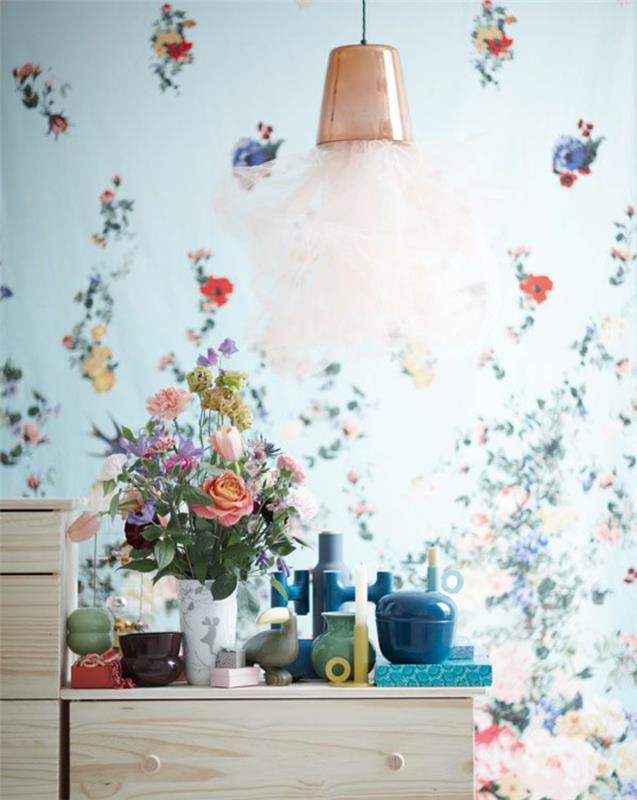 1-the-flowers-in-the-modern-chabby-chic-English-style-wallpaper-for-the-walls