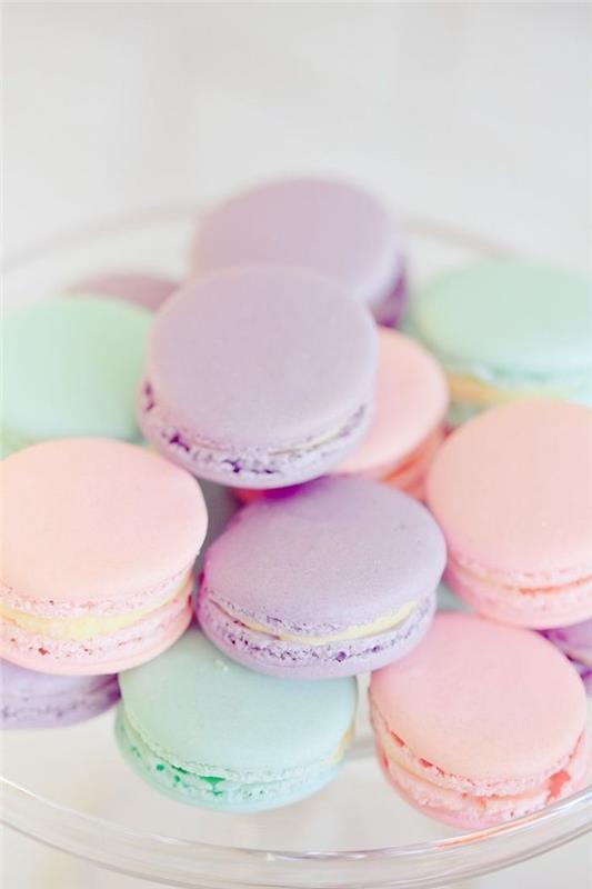 pastellfärger macarons blek tapetidé med fransk dessertmat, pastell tapetbild