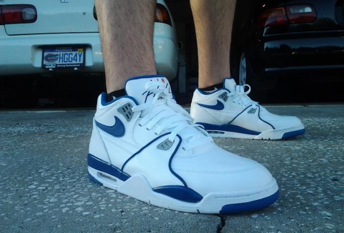 nike air flight 89 vitblå vintage hög topp sko