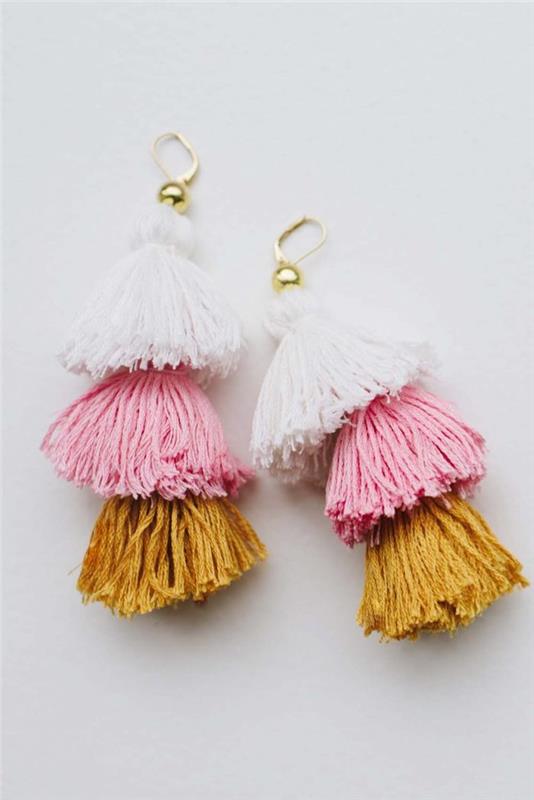 Regalini fai da te ، orecchini con fringe di lana ، fringe colorate per orecchini donna