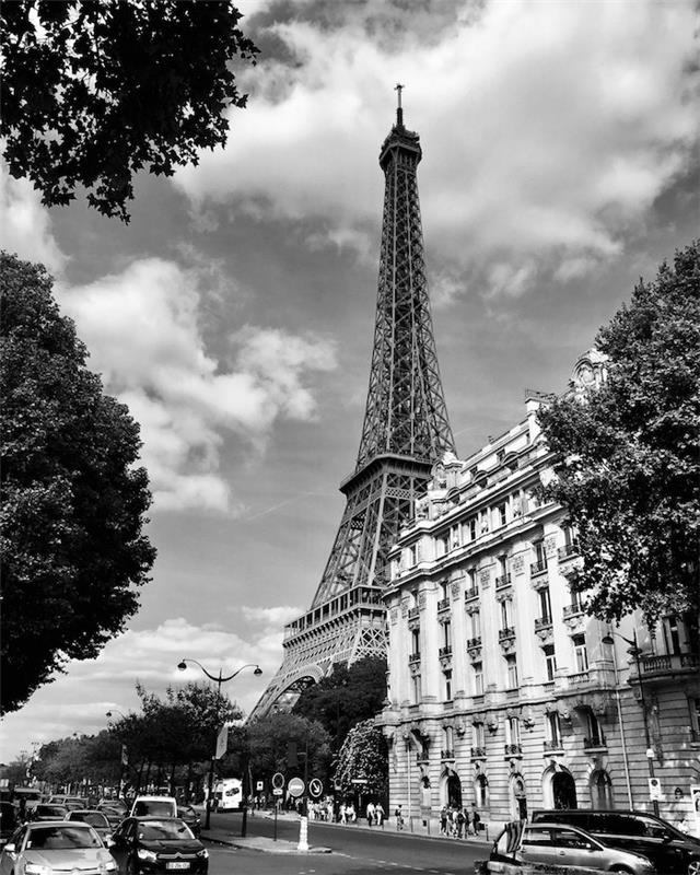 Paris svartvitt foto, enkel svartvitt tapet, Paris stad foto av Eiffeltornet