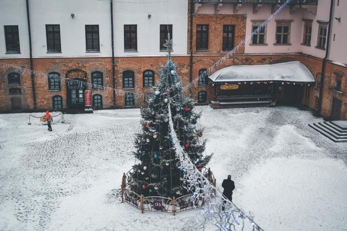 god jul bild för dator tapet, stadsbild fotografering under slutet av året firande