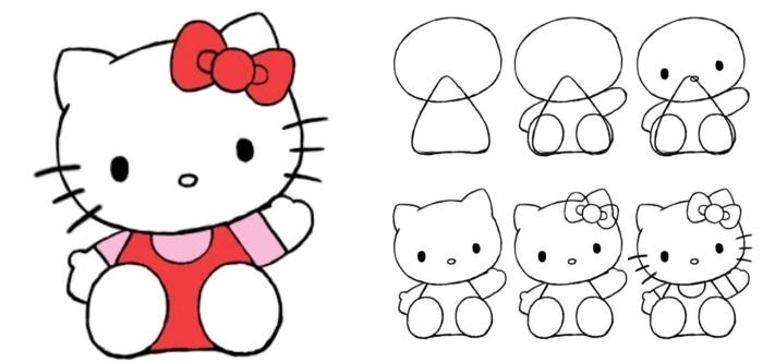 Hello Kitty Cat Drawing Exempel Hur man ritar en Kawaii -katt i sex enkla steg att göra Hello Kitty Cat Drawing