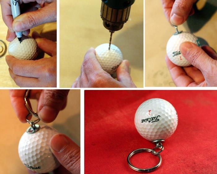 DIY fars dag enkelt, stegen för att göra en original pappa nyckelring med golfboll